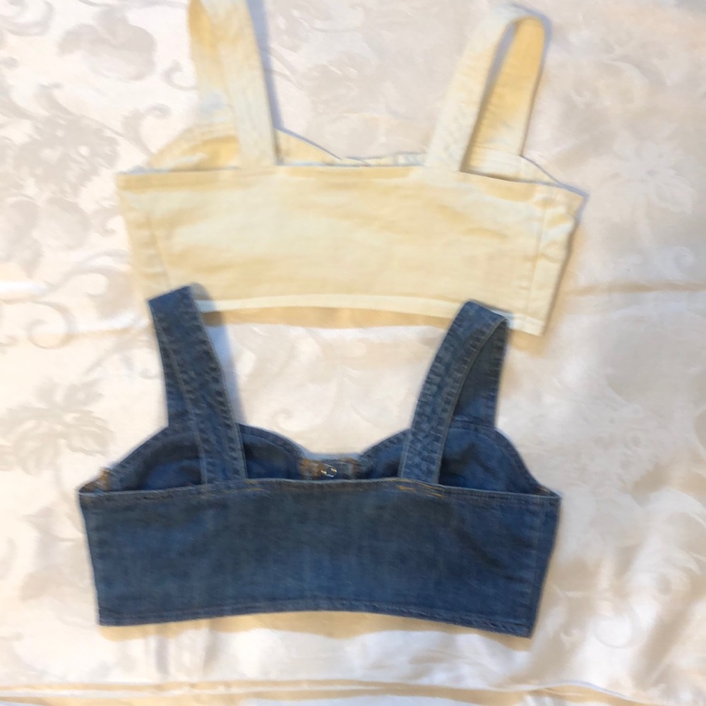 2 Vintage Button up Denim Crop tops - Picture 2 of 3